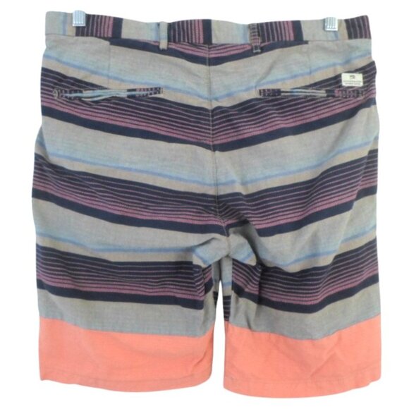 Scotch & Soda Mens 32 Shorts Striped Chino Navy Blue Gray - Picture 2 of 7